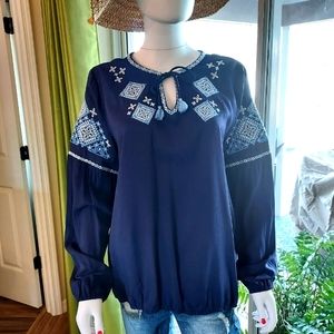 Southern Tide Nautical Navy Sienna Embroidered Top. NWT.